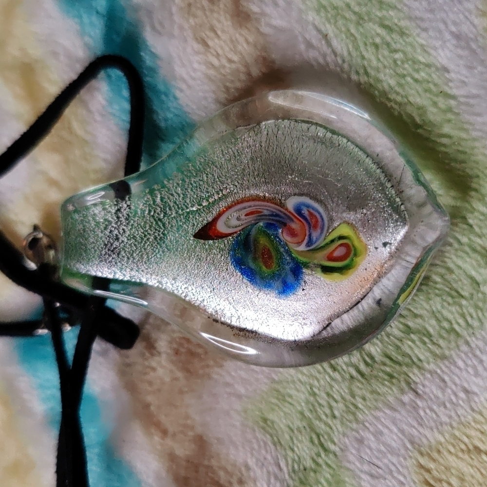 🎊7. My SeeSeeMade in Italy Murano Glass Necklace on Leather Cord